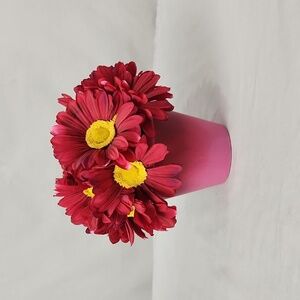 Pink Gerber Daisy Potted Artificial Floral Arrangement 7 inch Cottage Garden